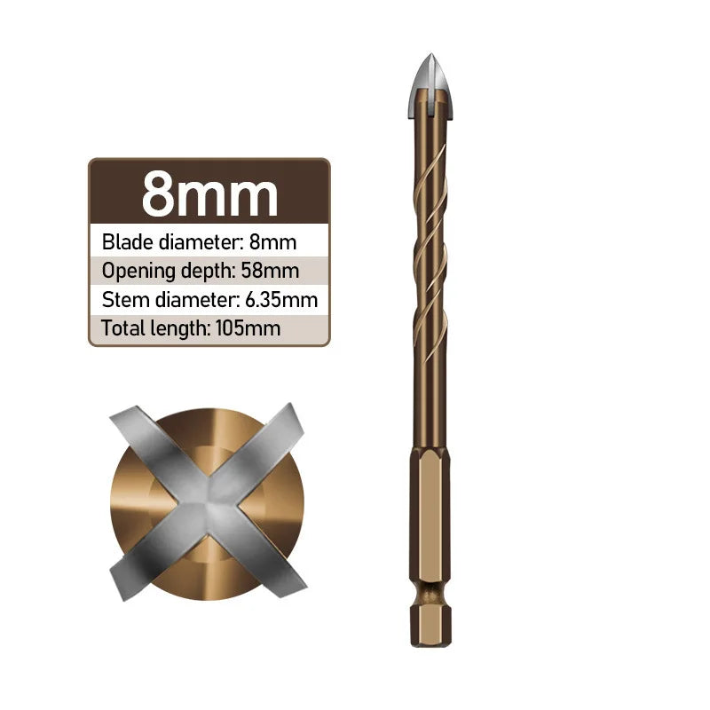 Hard Metal Hex-Shank Drill Bit Sets Tungsten Carbide Hole Cutter Tool For Wall Brick Glass Tile 3mm-12mm Qme Concrete Bit 8mm