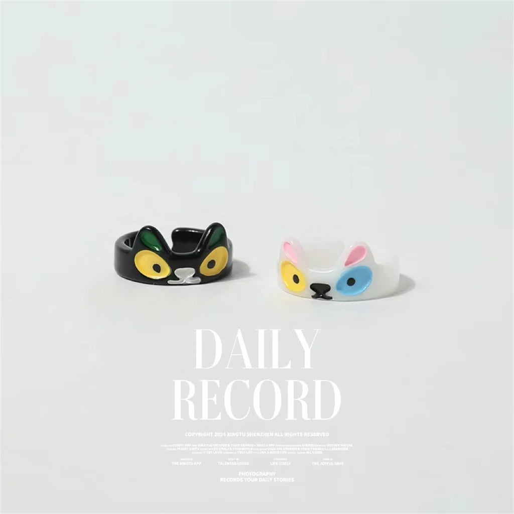 Cute Cartoon Cat Ring Aesthetic 3D Resin Ring Women Jewelry Gift Girls Hip Hop Women Men Birthday Gothic Halloween Rings Women Qme