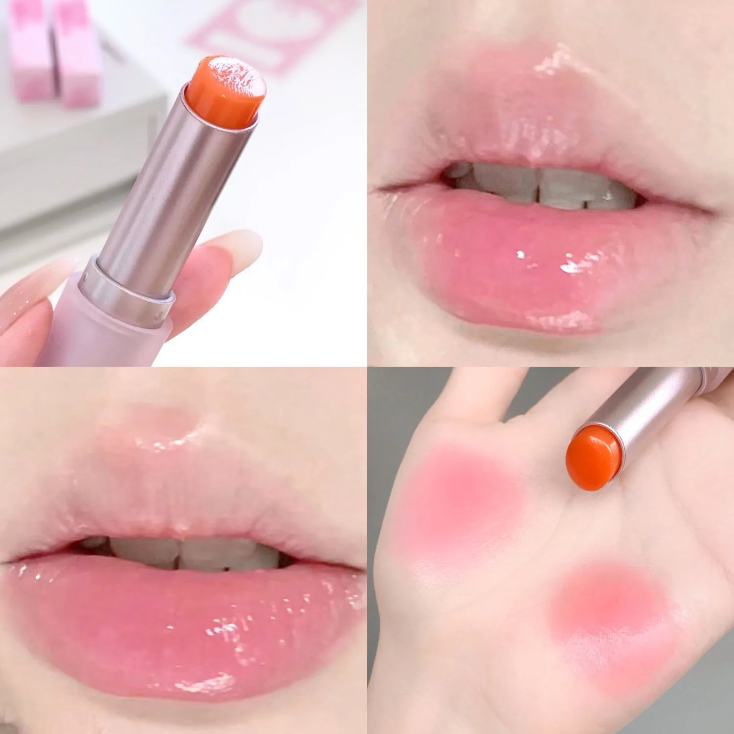 Fruit Lip Balm Moisturizing Clear Lip-Primer Color Tinted Solid Lip Glos Color Changing Nourishing Jelly Pink Lipstick Makeup Qme