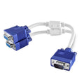 5PCS VGA Monitor One Point Two One Point Two VGA3 + 6 Vga 1 Male To 2 Female Cable Extension Cable Monitor Y Splitter with A Nut Qme WHITE