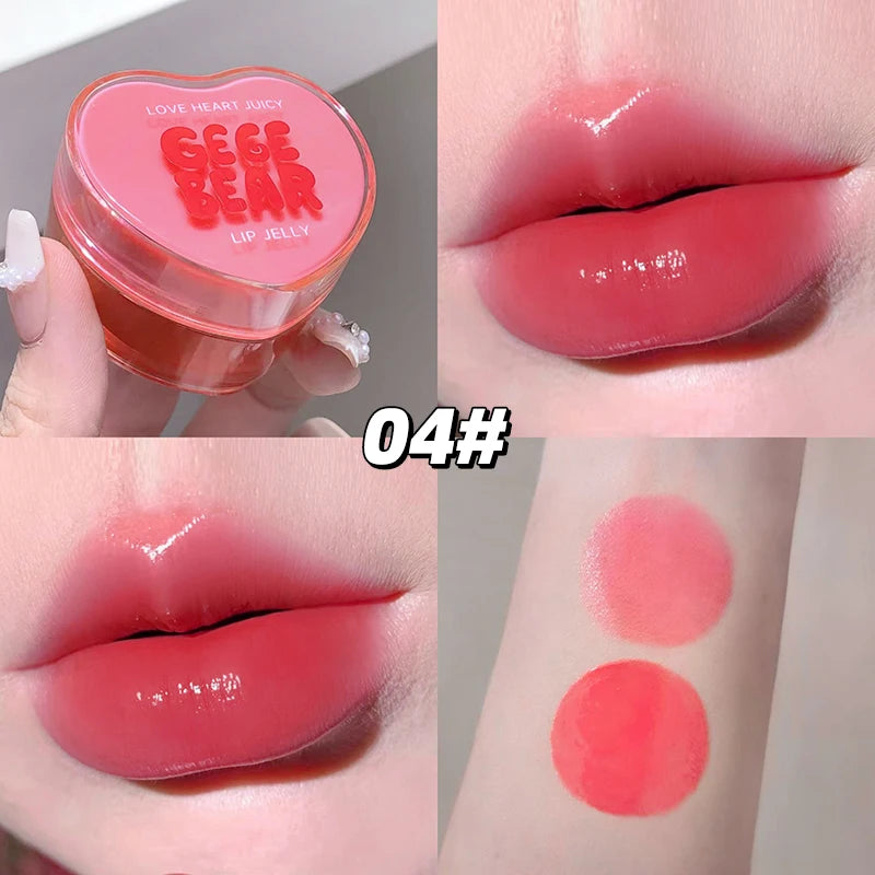 Gege Bear Loveheart Lip Jelly Glaze Moisturizing Jam Gloss Honey Qme GX1389-4