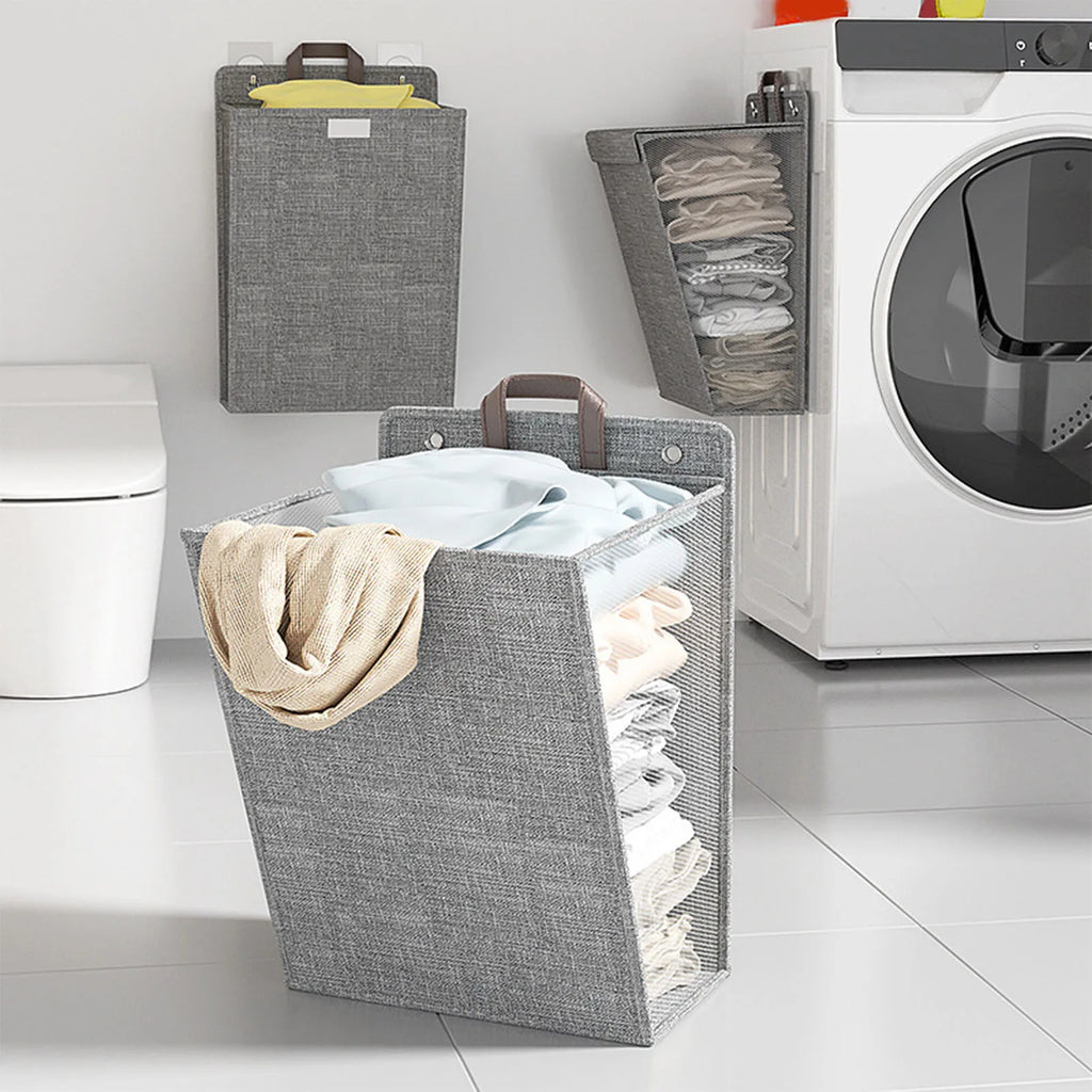 Wall Mounted Laundry Basket Large Capacity Dirty Clothes Storage Bag Space Saving Foldable Hamper for Dormitory Home Travel Qme