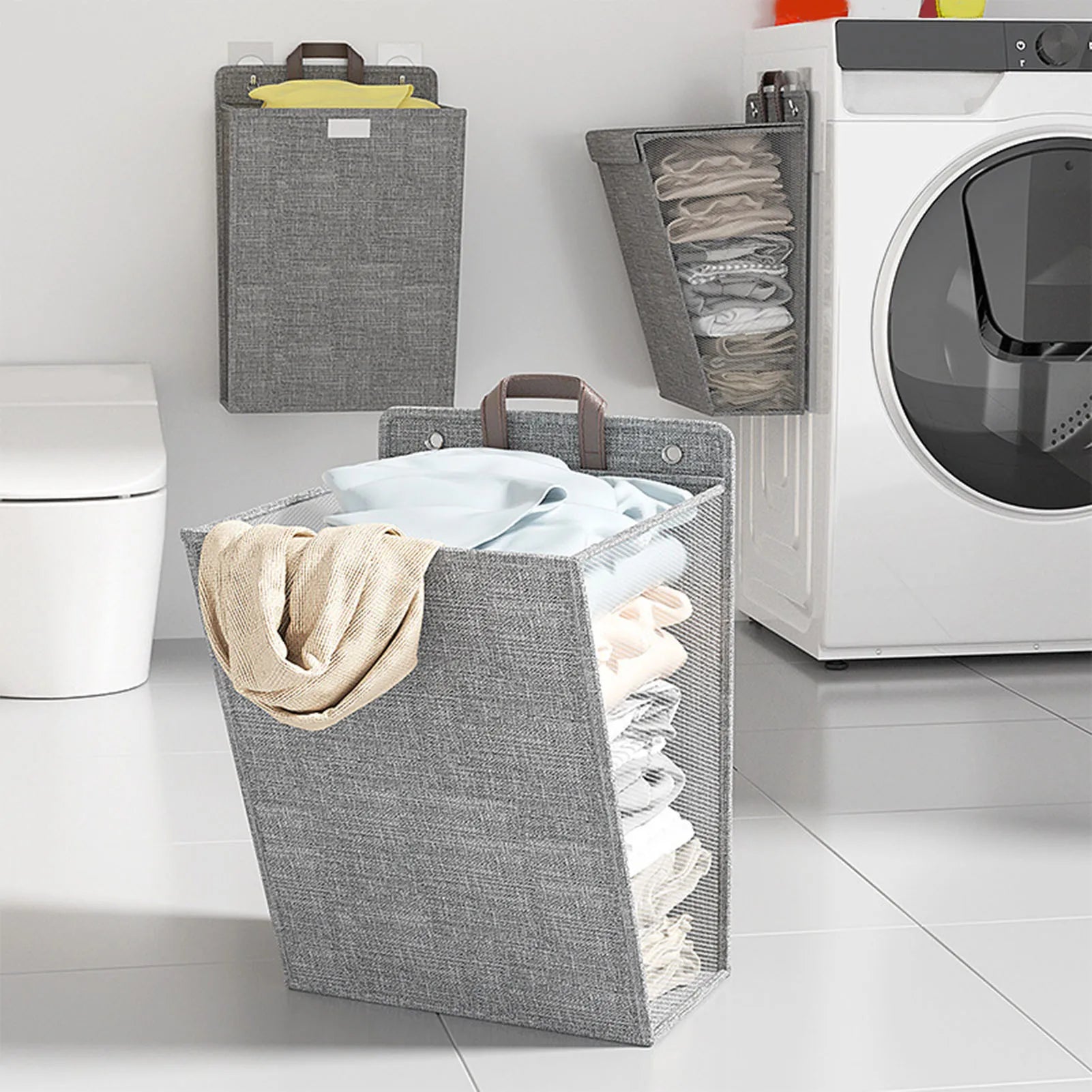 Wall Mounted Laundry Basket Large Capacity Dirty Clothes Storage Bag Space Saving Foldable Hamper for Dormitory Home Travel Qme