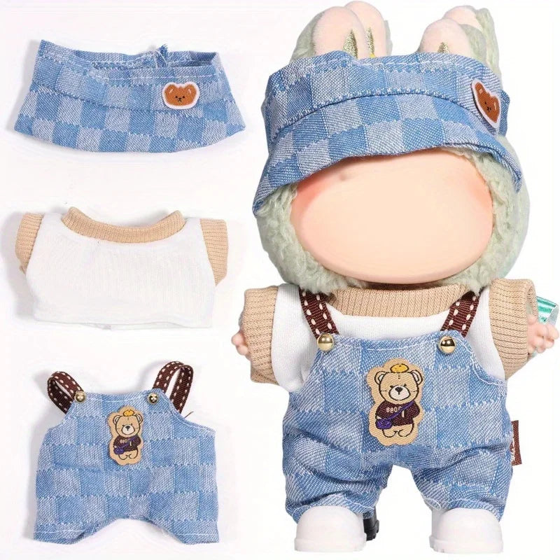 Suitable for a 3-piece set of 17cm Lububu doll clothes, fashionable and cute doll clothing accessories (without dolls) Qme