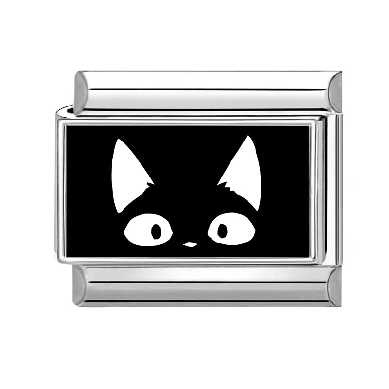 2026 New Fashion Black NO.8 Ball Cat Butterfly Italian Charms Fit 9mm Stainless Steel Women Fashion Bracelet DIY Jewelry Gifts Qme Style 3