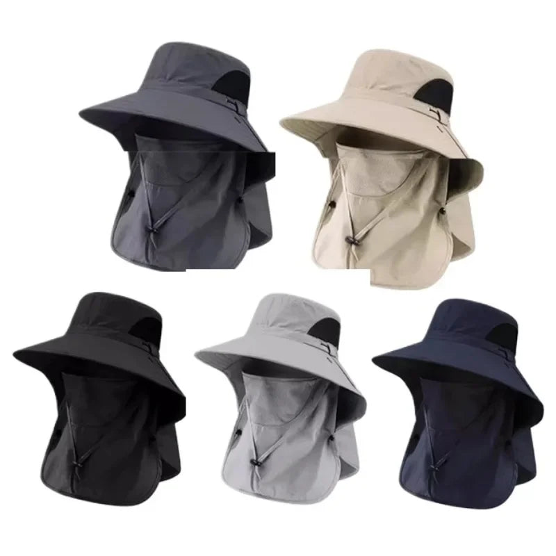Summer Sun Hats UV Protection Outdoor Hunting Fishing Cap Fishing Hat with Mask UPF 50+ Summer Sun Protection Wide Brim Hat Qme