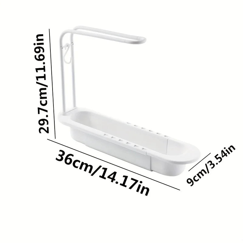 1 Adjustable Kitchen Sink Dish Drainer Basket Qme