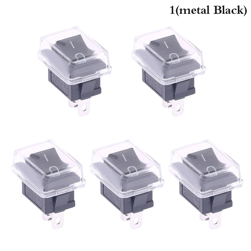 Push Button Mini Switch 2Pin Snap-in Off Rocker Waterproof Cover Black Qme 1metal Black