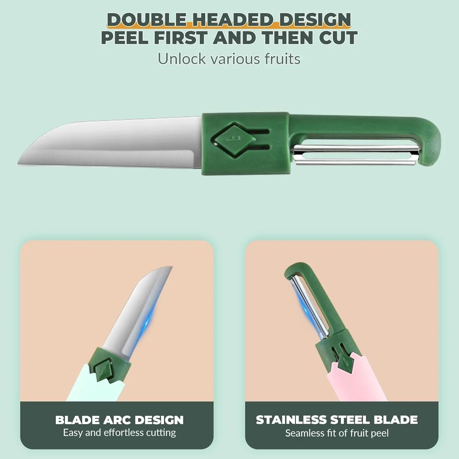 2-in-1 Multifunctional Peeler, Creative Fruit and Vegetable Dual-Use Peeler, Outdoor Portable Safety Cover Peeling Fruit Peeler Qme