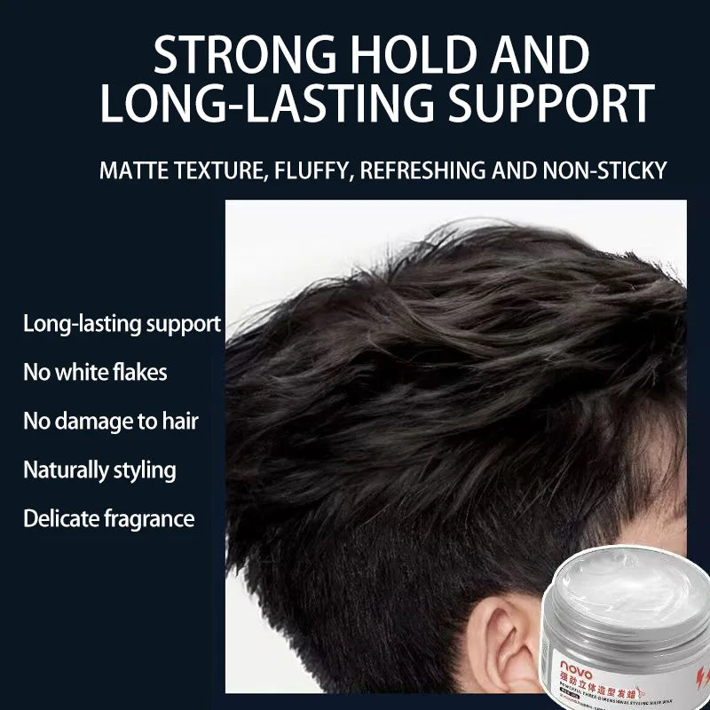 Strong Hold Non-Greasy Styling Wax, Long-Lasting Volume, Natural Matte Finish, Style Your Hair Nicely, No Residue After Washing Qme
