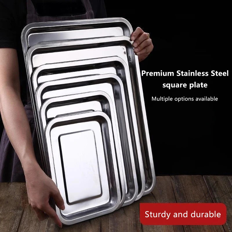 Durable Stainless Steel Serving Tray Great Barbecue Tea Storage Qme