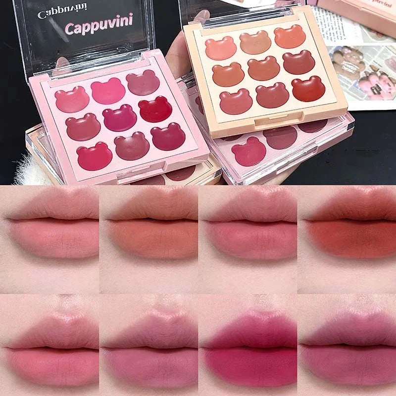 Purplish Orange Nine Colors Lip Mud Velvet Matte Lipstick Makeup Silky Mud Like Texture Lip Gloss Lips Cheeks Dual-use Cosmetics Qme