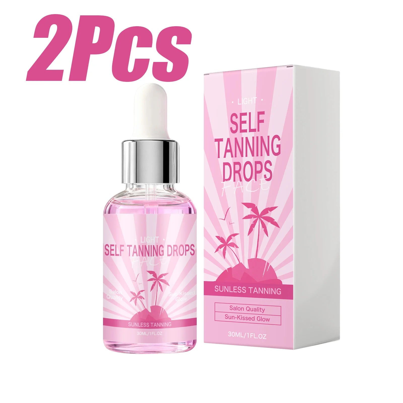 Self Tanning Drops Sunless Tanner Serum Face Body Natural Bronze Tone Even Skin Tone Moisturizing Glowing Hydrating Bronzing Qme 2 x 30ml Boxed