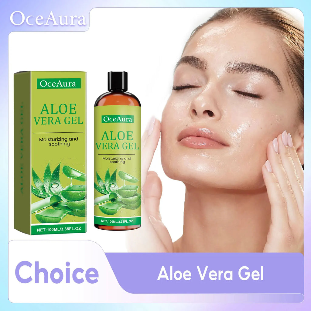 Moisturizing Hydrating Aloe Vera Gel Deeply Nourish Facial Body Skin Shrink Pores Reduce Fine Lines Dry Frizzy Hair Care Essence Qme