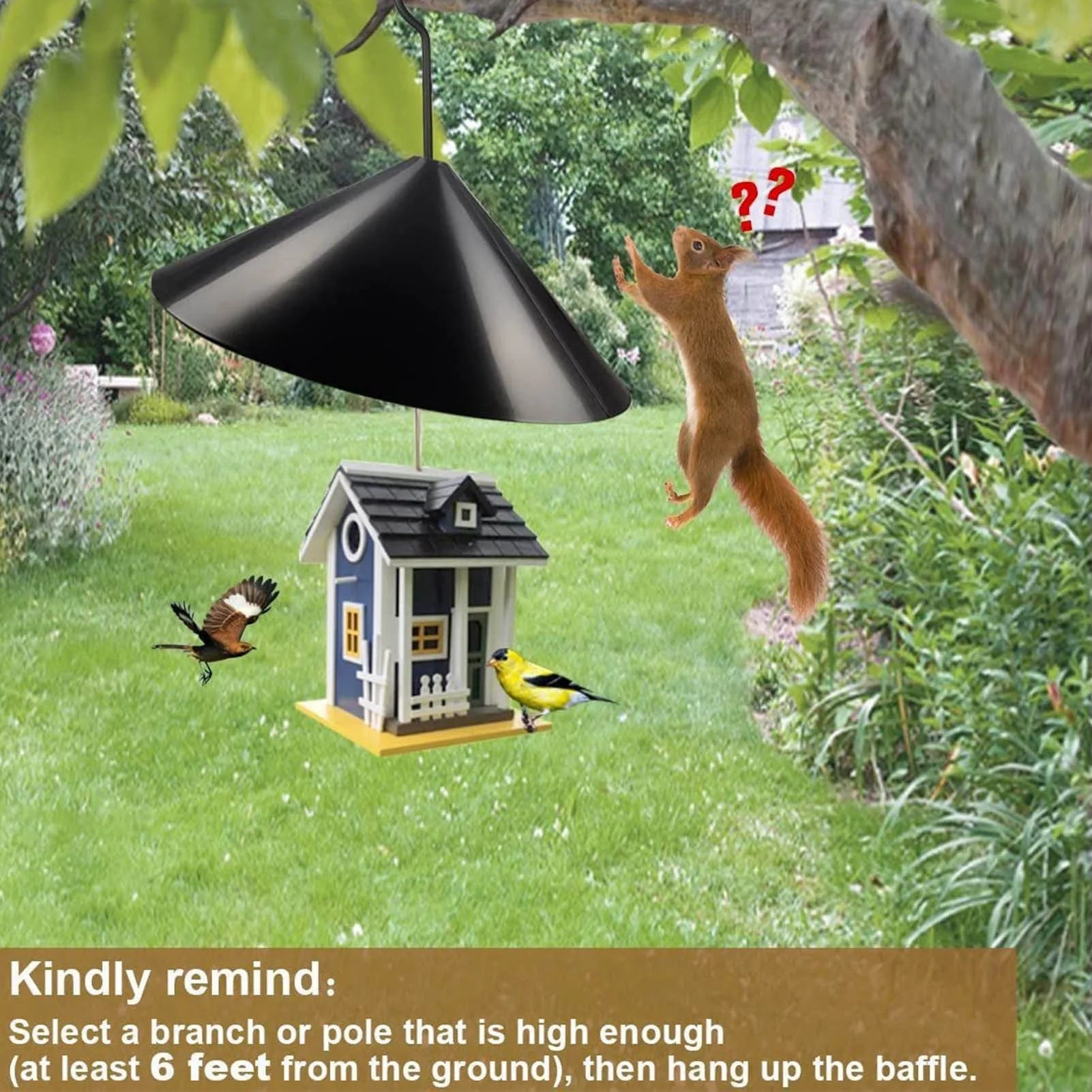 16 Inch Squirrel Baffle for Bird Feeder PVC Hanging Flapper Guard Prevents Squirrels Stealing Bird Food Outdoor Black Qme