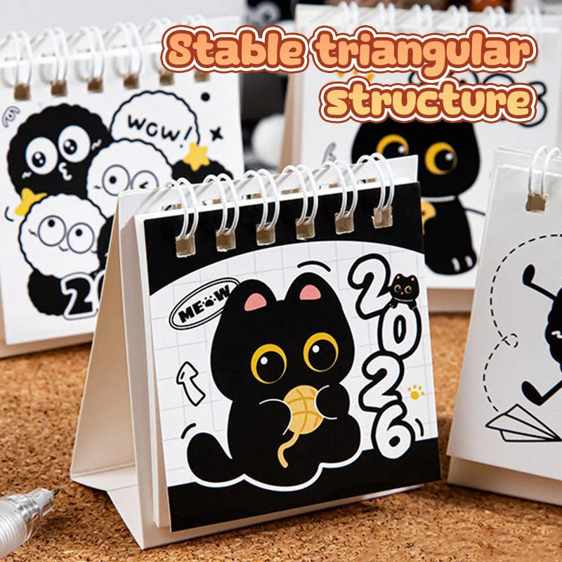 Random Mini 2026 Calendar Portable Cute Cat Office School Supplies Qme