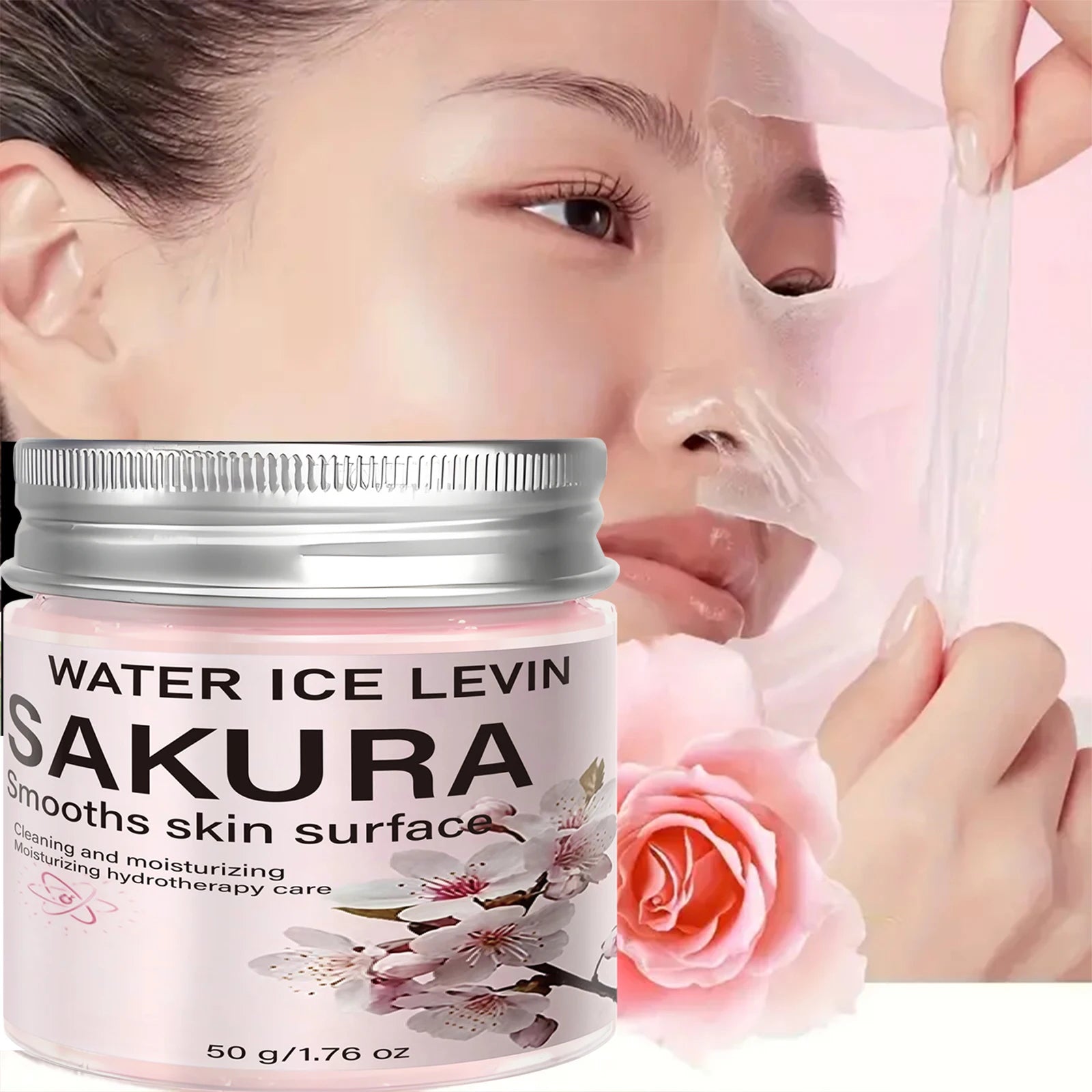 Moisturizing Sakura Face Mask, Collagen & Hyaluronic Acid for Smooth Skin Qme