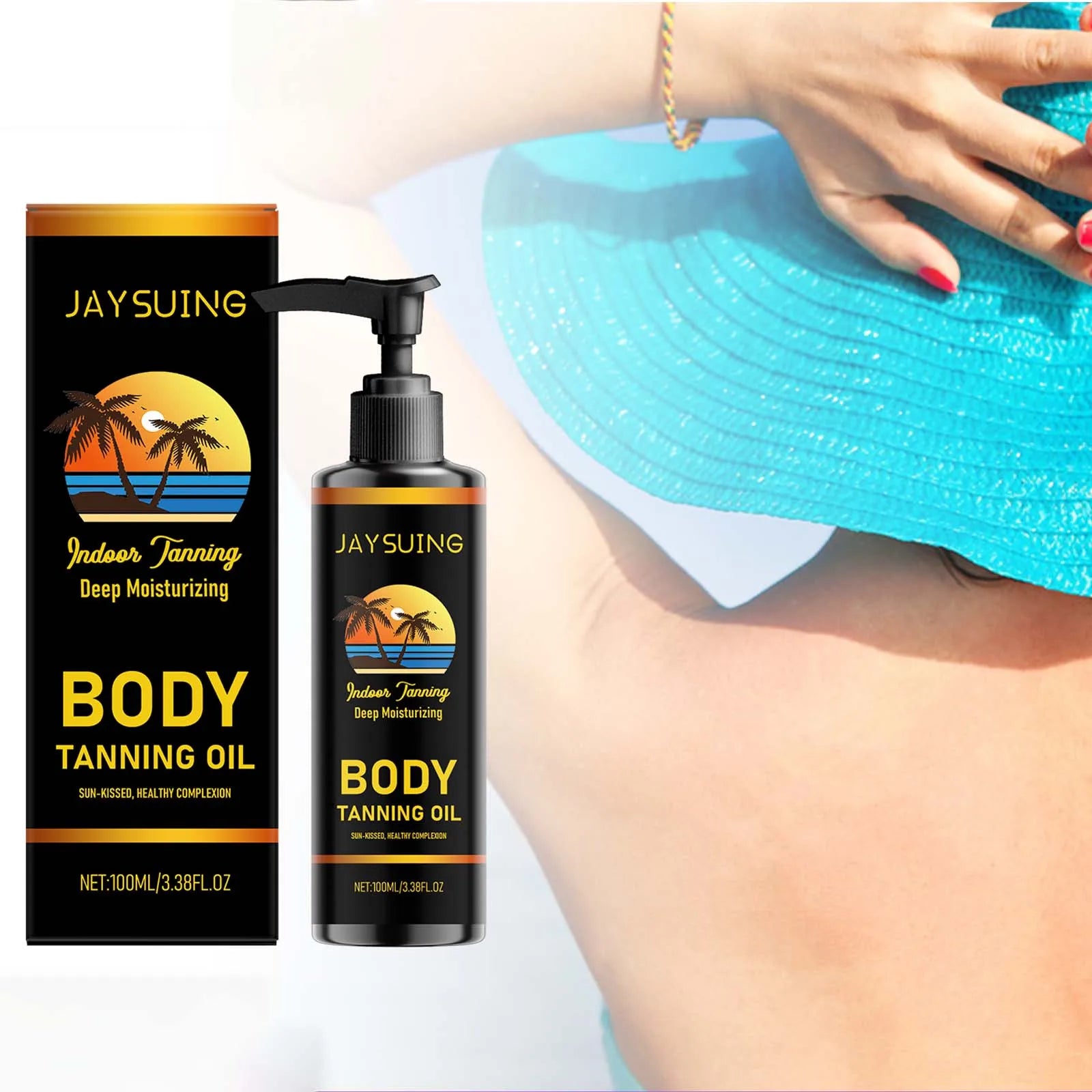 Moisturizing Body Tanning Oil Intensifier Get a Faster Darker Sun Tan Sunless Skin Tanning Oil for Face Body Summer Self Tanner Qme