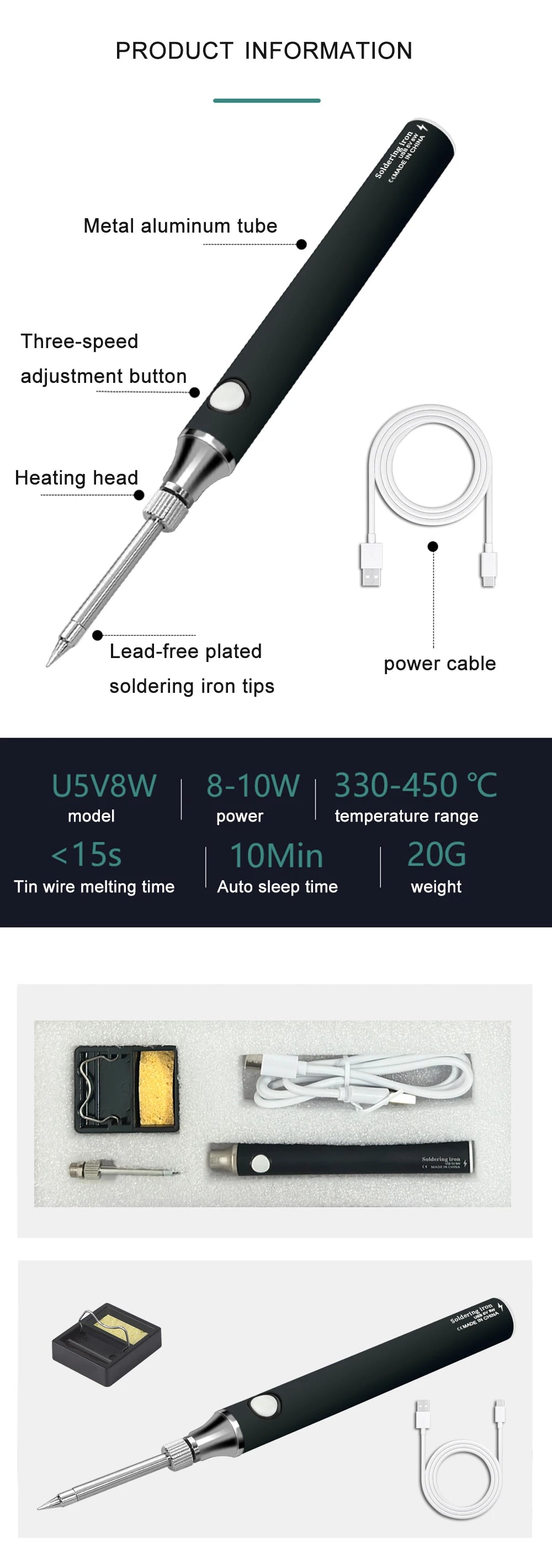 Portable USB Soldering Iron Professional Electric Heating Tools Qme