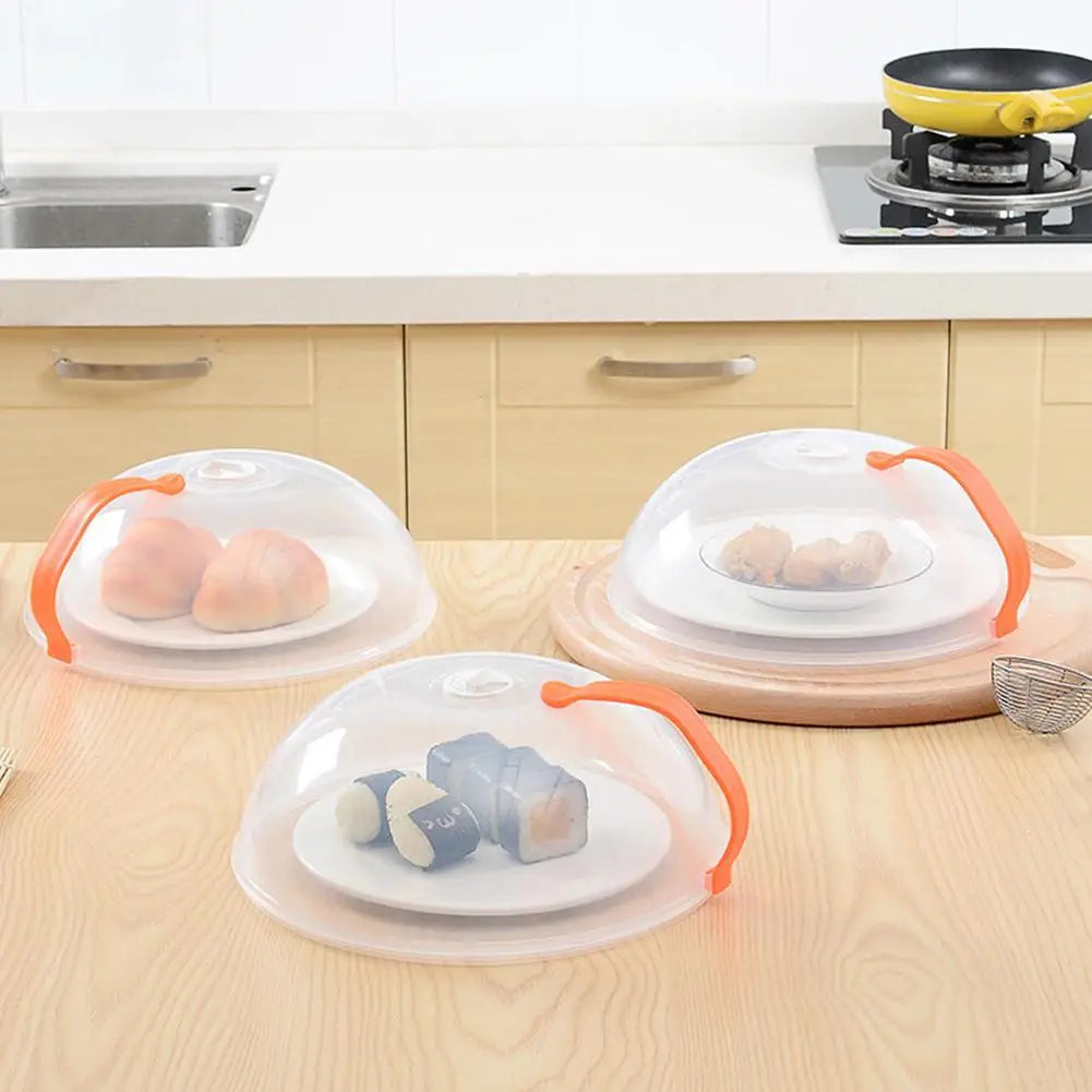 Microwave Splash Cover Thickened Transparent Splash-proof Cover with Handle BPA-free Plate Food Cover With Handle Anti-splatter Qme