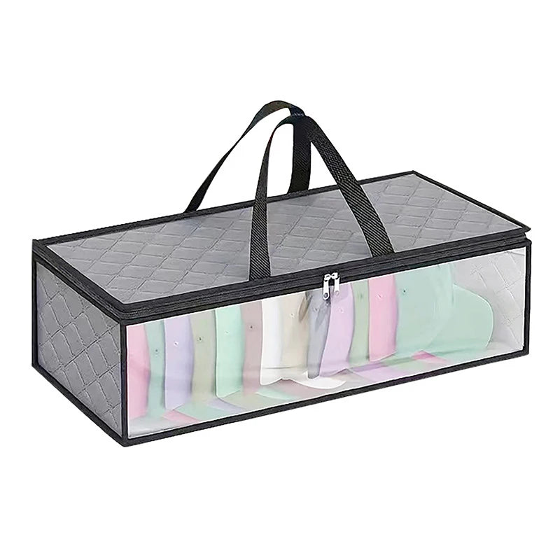 Hat Case Carrying Handles Dual Zipperdurable Baseball Organizer Qme Gray
