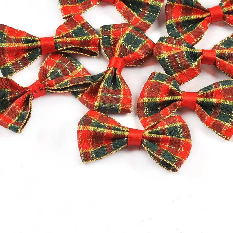 30Pcs 23-57mm Mixed Christmas Bows For Gift Flower Craft Decor Bowknot Ribbons Handmade Accessory Home Xmas Party DIY Supplies Qme