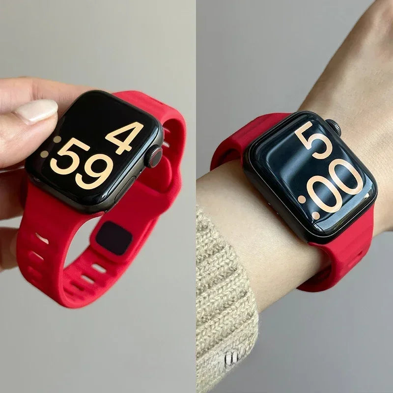 Silicone Sport Strap For Apple Watch Band 49mm 45mm 44mm 42mm 40mm 41 38 correa bracelet iwatch Series 10 9 8 7 6 5 4 3 se ultra Qme