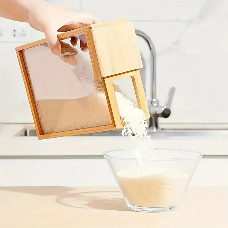 Food Condiment Dispenser Transparent Sliding Lid Kitchen Storage Tank Qme
