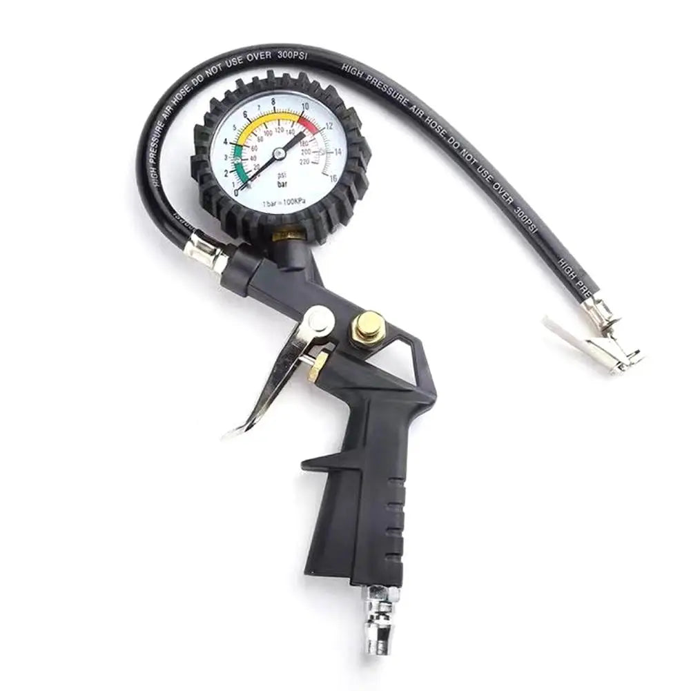 0-16Bar/0-220Psi Auto Tire Pressure Gauge Pressure Gun Type For Air Compressor Car Motorcycle SUV Inflator Pump Tire Repair Tool Qme Black
