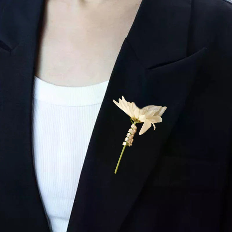 Flower Insert Brooch Metal Branch Pins For Brooches Fashion DIY Clothing Corsage With Insert Flowers Wearable Women Brooch Pins Qme