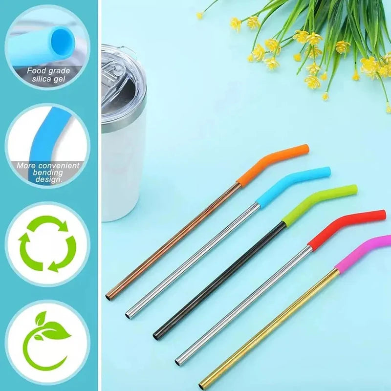 Soft Silicone Straw Covers Straws Tips Fit Wide Reusable Stainless Qme