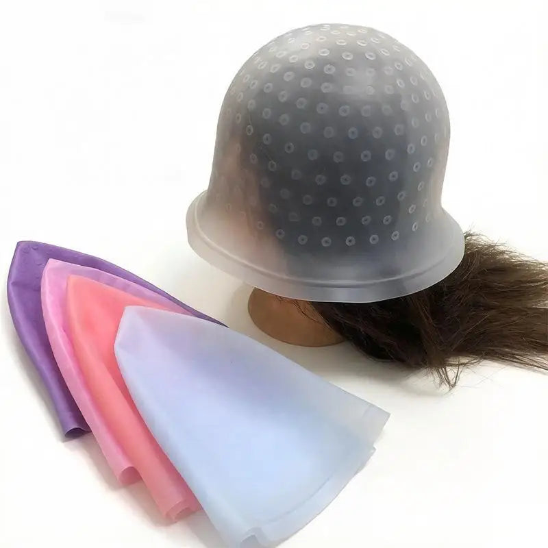 Pink Professional Silicone Hair Coloring Cap Hook Needle Durable Qme