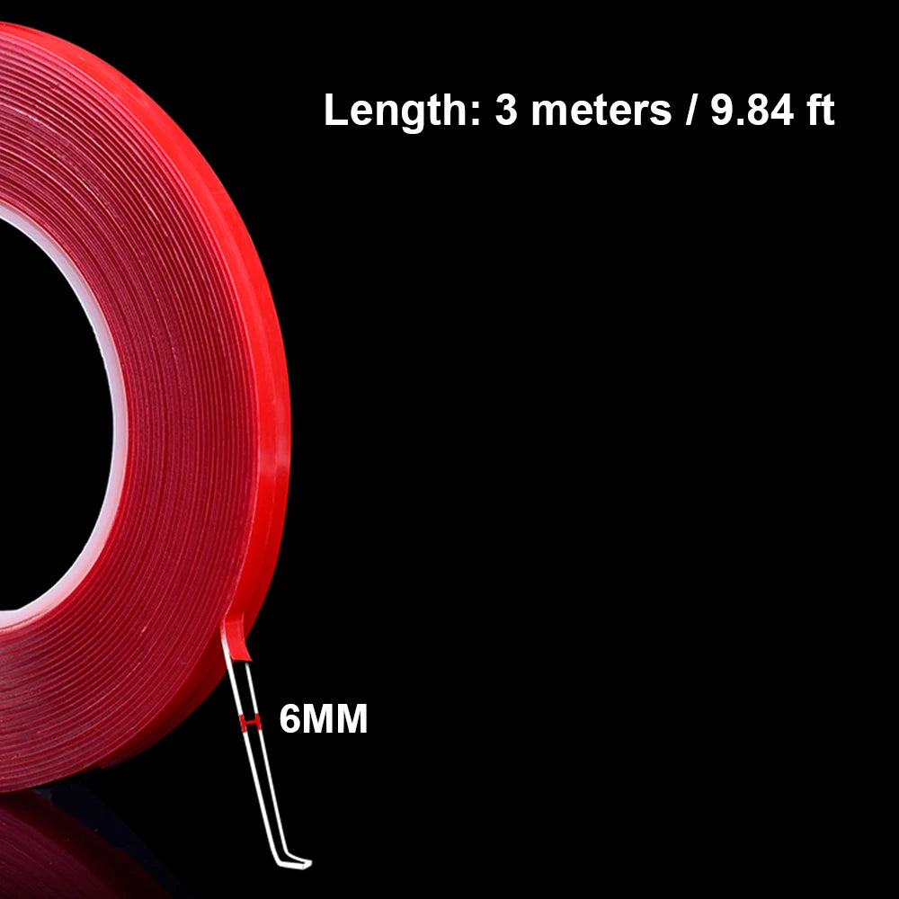 9.84FT Transparent Acrylic Double Sided Tape 6-30mm Width Ultra-strong Self-adhesive Heavy Duty Tape for Home Decoration Qme 6mm 4pcs