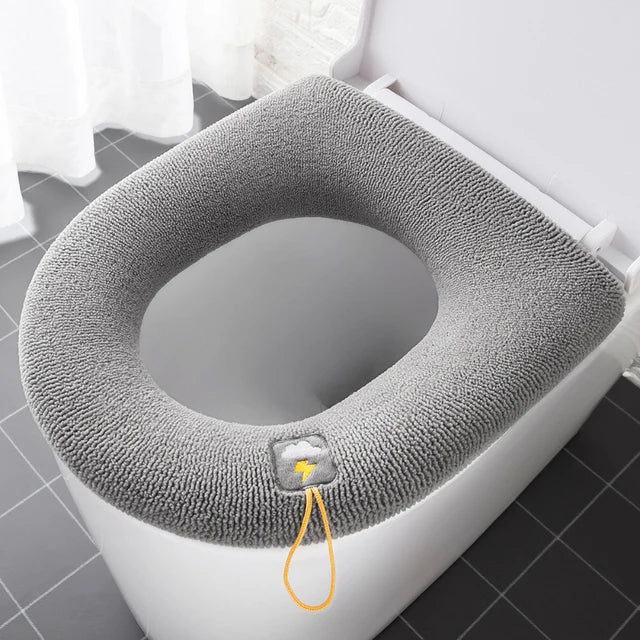 Thicken Warme WC Toilet Seat Cover Soft Mat Washable Closestool Mat Seat Case Toilet Lid Pad Bidet Cover Bathroom Accessories Qme gray