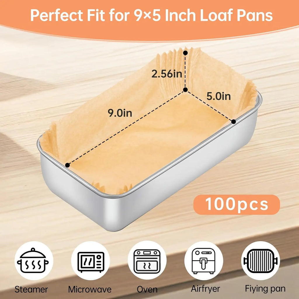 Loaf Pan Liners Baking Bread 9x5 Inch Non-stick Pre Formed Parchment Qme