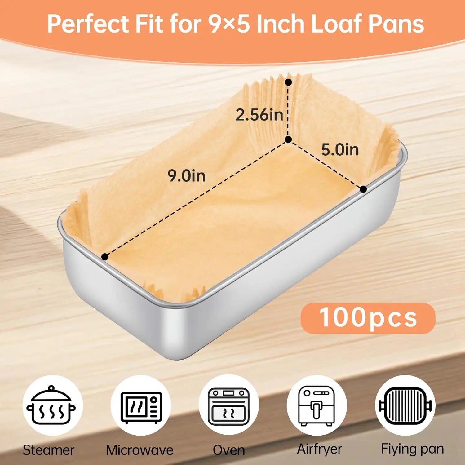 Loaf Pan Liners Baking Bread 9x5 Inch Non-stick Pre Formed Parchment Qme