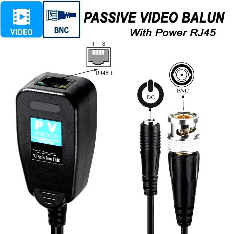 3pcs Passive RJ45 CCTV Video Transceiver Coax BNC Supply Power Connectors For HDCVI HDTVI AHD Analog High Definition Camera Qme