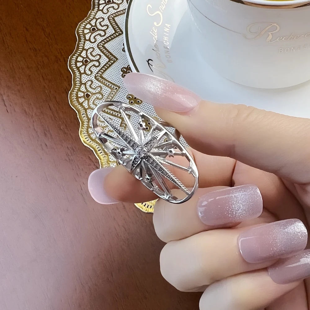 Ring Royalty Star Magical Boho Look Fine Jewerly Vintage Gift For Women In 925 Sterling Silver Qme