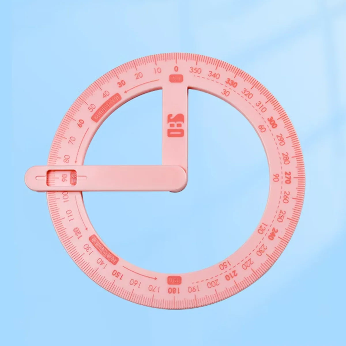 1PC 360 Degree Activity Protractor Student Angle Reader Teaching Aids Right Angle And Acute Drawing Stationery Qme Pink