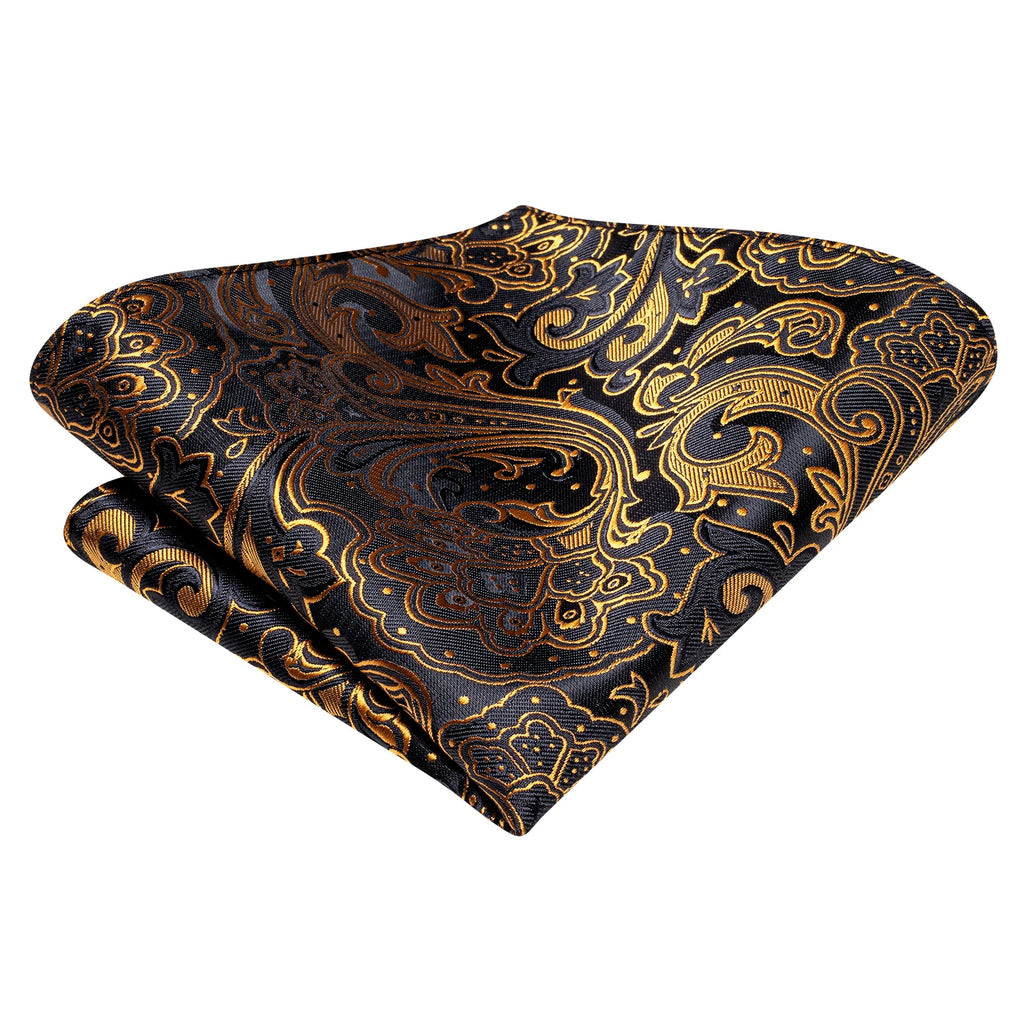 Hi-Tie Men's Bow Tie Handkerchief Cufflinks Set Paisley Jacquard Pattern Hand Tied Wedding Business Qme
