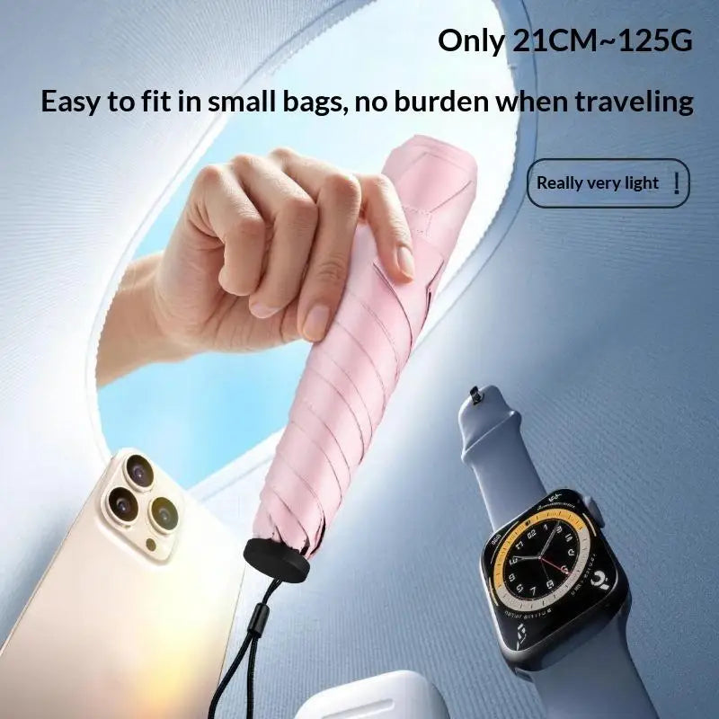 2 In 1 Sun Protection Ultra Light Pencil Umbrella Portable Folding UV Block Travel Umbrella Mini Pocket Rain Umbrella For Women Qme