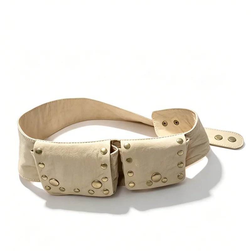Boho Hippie Riveted Tribal Waist Bag Belt Women Vintage Utility Qme Khaki
