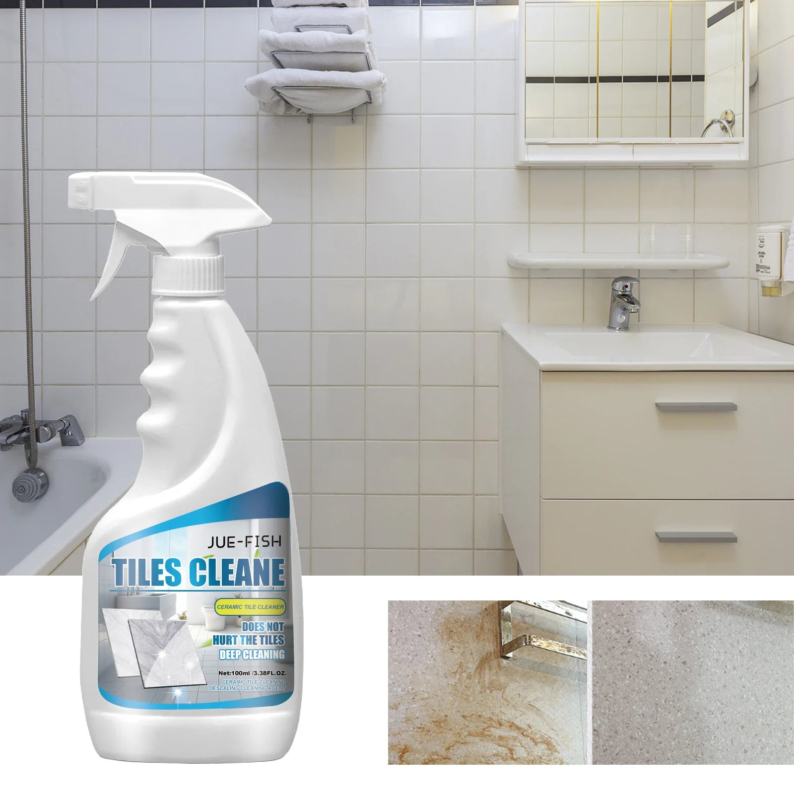 Ceramic Tile Cleaner Deep Cleaning Yellowing Dirt Remover Metal Scratch Repair Antibacterial Descaling Agent for Toilet Bathroom Qme