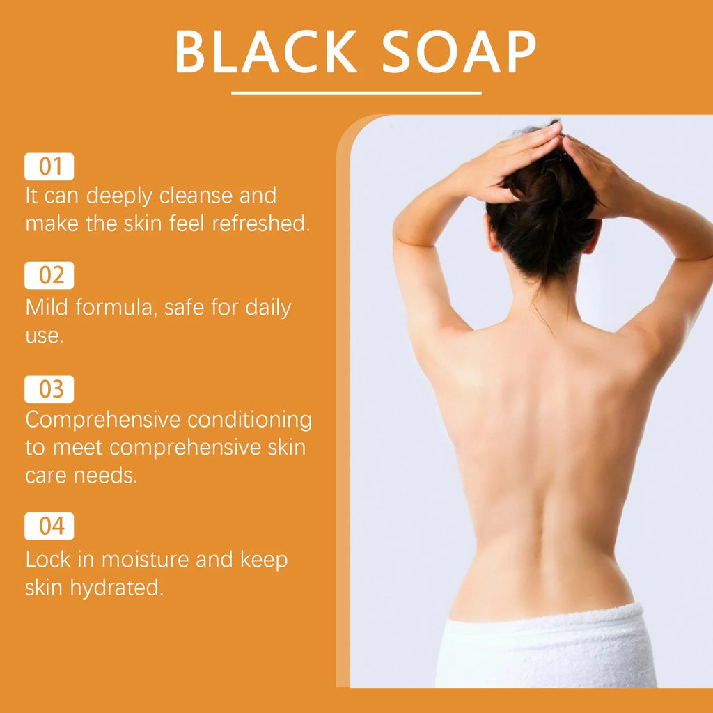 African Black Soap For Nourishing Brightening Skin Gentle Cleansing Exfoliator Reduce Pigmentation Lightening Body Bath Soap Bar Qme