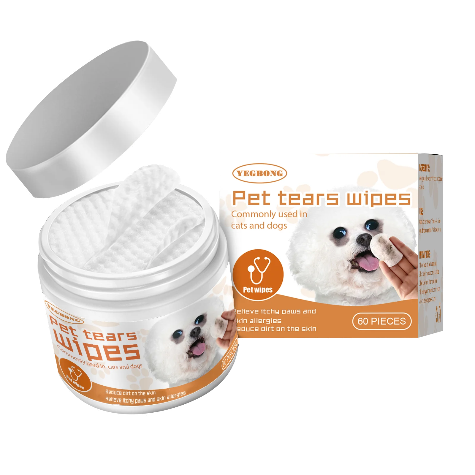 Pet Eye Cleaning Wipe Quickly Removing Tear Mark Stain Whitening Relieve Eye Discomfort Eliminate Odor Pets Grooming Wet Tissues Qme