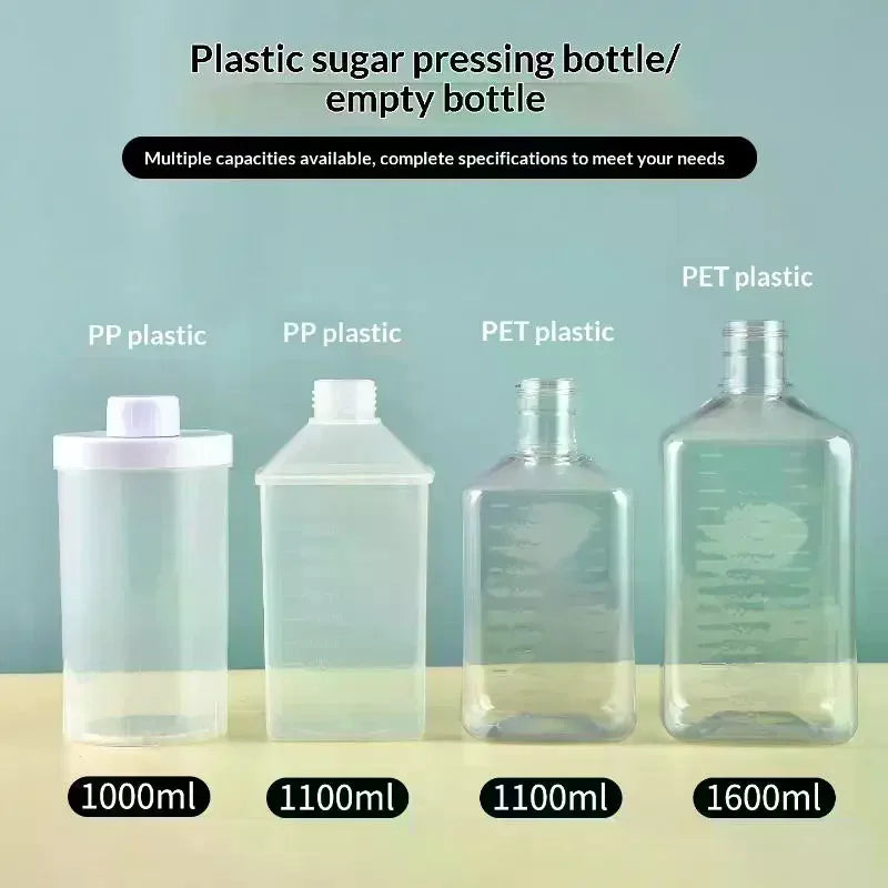 Syrup Dispenser For Coffee Bar Plastic Syrup Empty Bottles Dispenser Bottle With Lid Kitchen Container Multi-Function Qme
