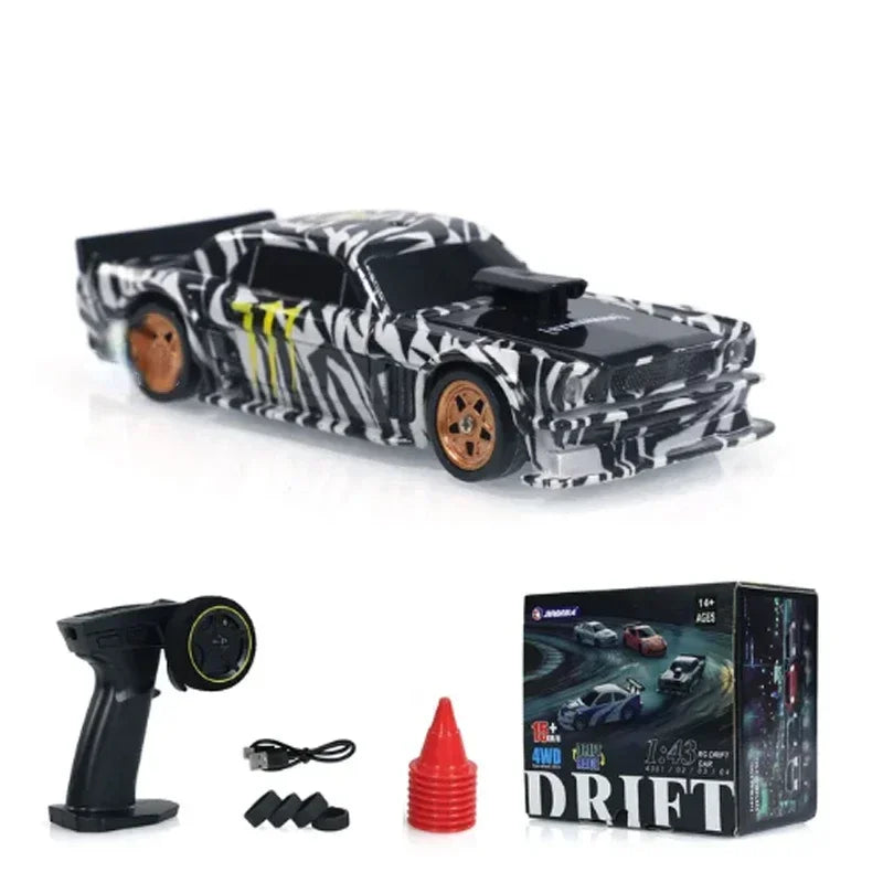 2.4G RC Drift Car 1/43 4WD Remote Control Car High Speed Four Wheel Drive Radio Controlled Mini Racing Car Model Boys Toys Gifts Qme black