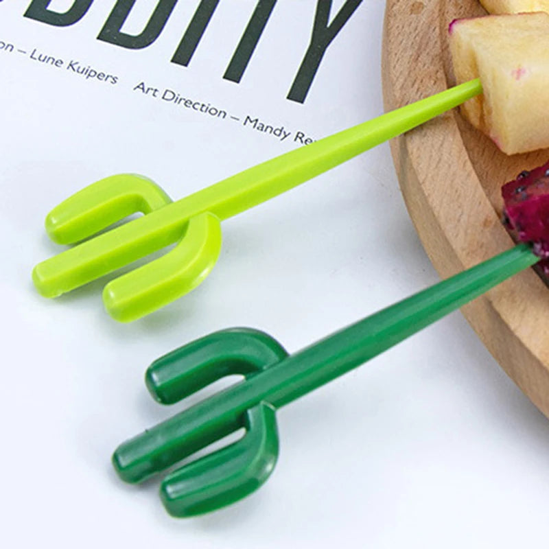 6Pcs Cute Cactus Mini Cartoon Toothpick Fruit Forks For Bento Box Lunch Box Decorative. Qme