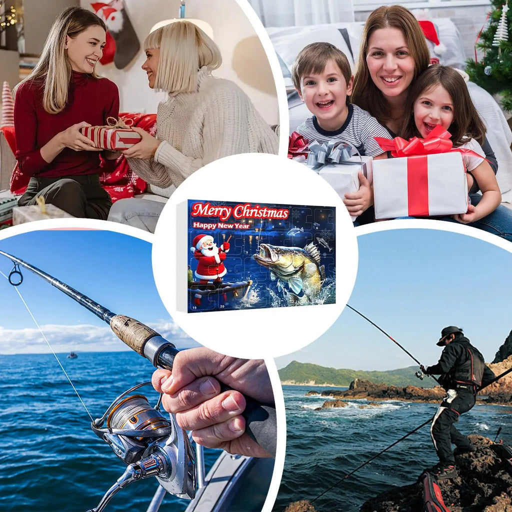 Advent Fishing Calendar 2025 24-Day Bait Holiday Fish Lure Countdown Qme
