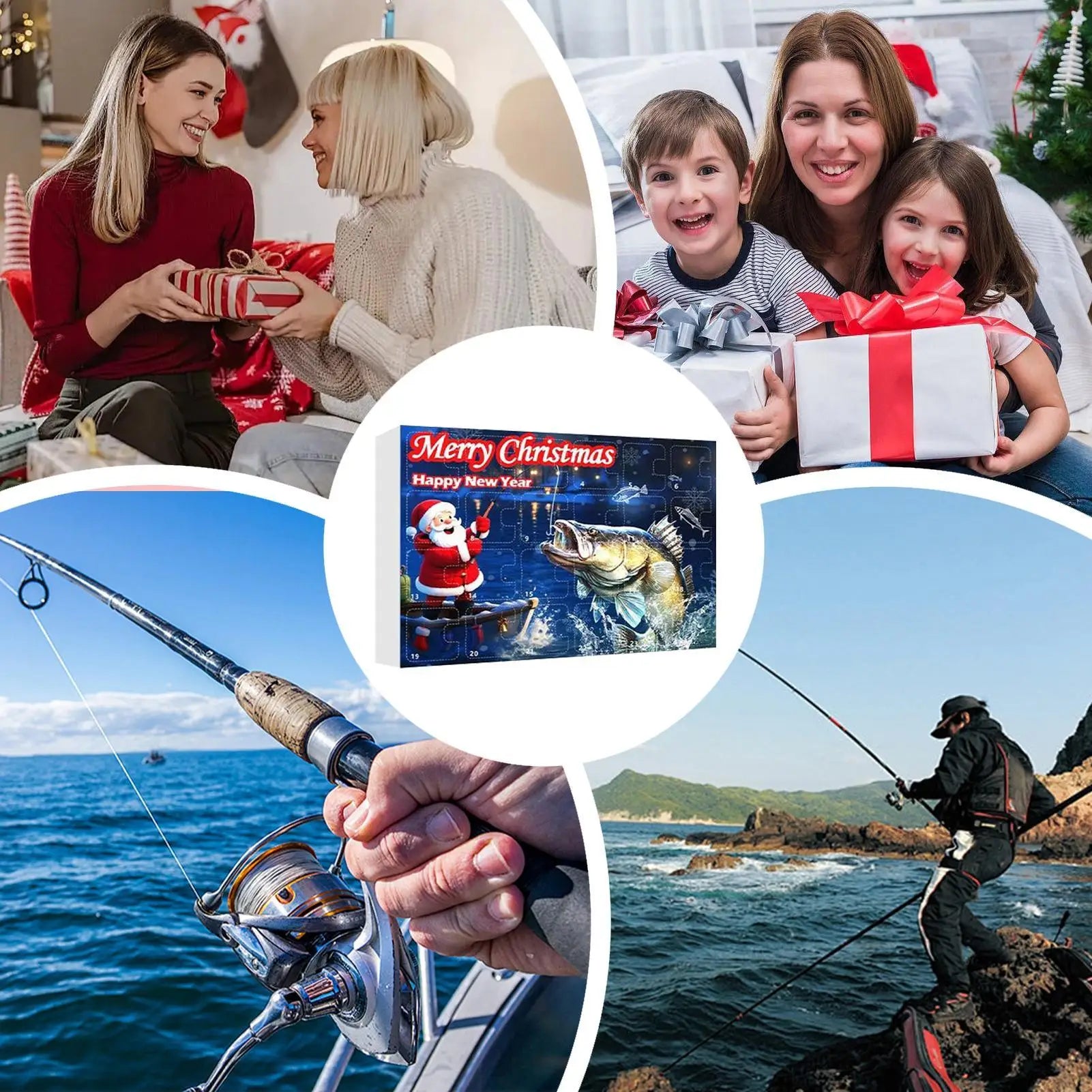 Advent Fishing Calendar 2025 24-Day Bait Holiday Fish Lure Countdown Qme